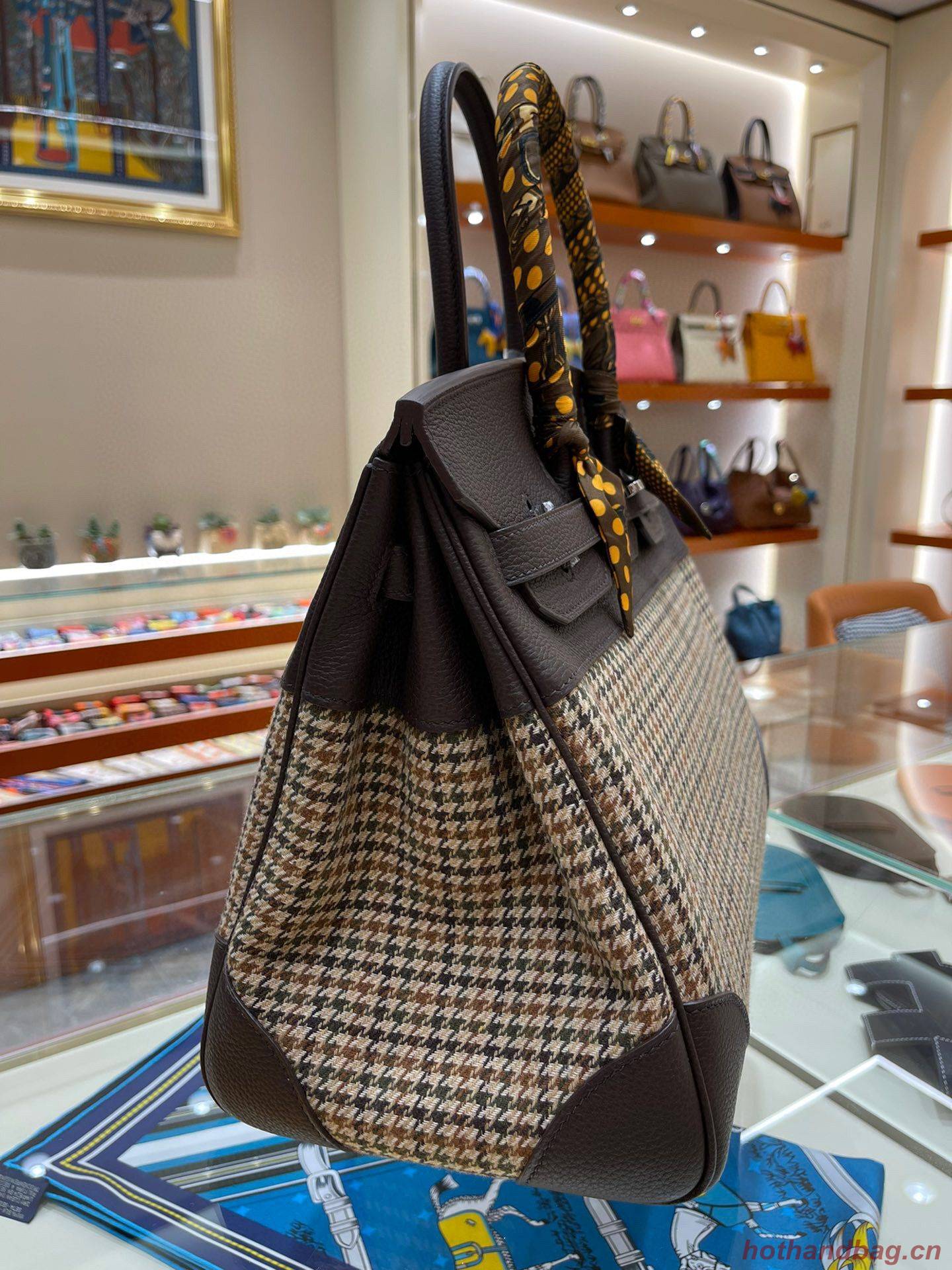 Hermes Birkin Bag Original Leather 30CM OR 35CM 17888 Houndstooth Dark Brown Hermes Birkin Bag Original Leather 30CM OR 35CM 17888 Houndstooth Dark Brown