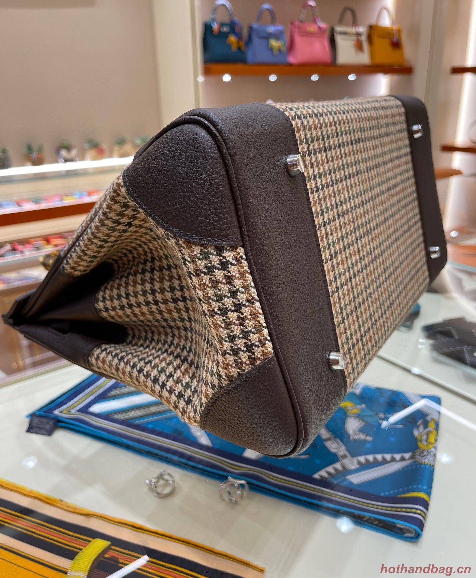 Hermes Birkin Bag Original Leather 30CM OR 35CM 17888 Houndstooth Dark Brown Hermes Birkin Bag Original Leather 30CM OR 35CM 17888 Houndstooth Dark Brown