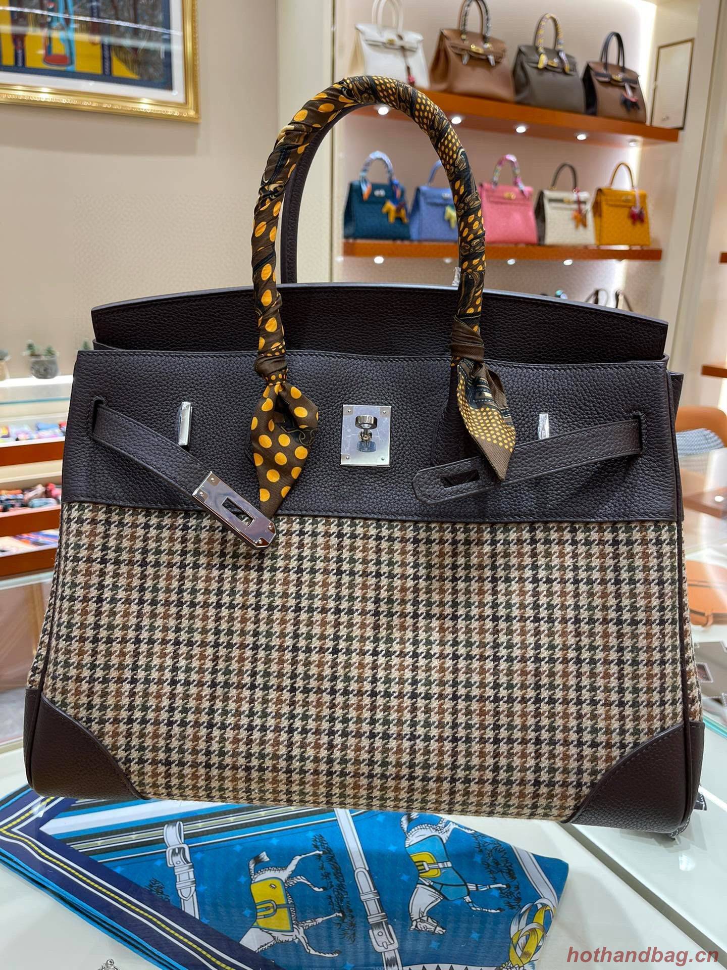 Hermes Birkin Bag Original Leather 30CM OR 35CM 17888 Houndstooth Dark Brown Hermes Birkin Bag Original Leather 30CM OR 35CM 17888 Houndstooth Dark Brown