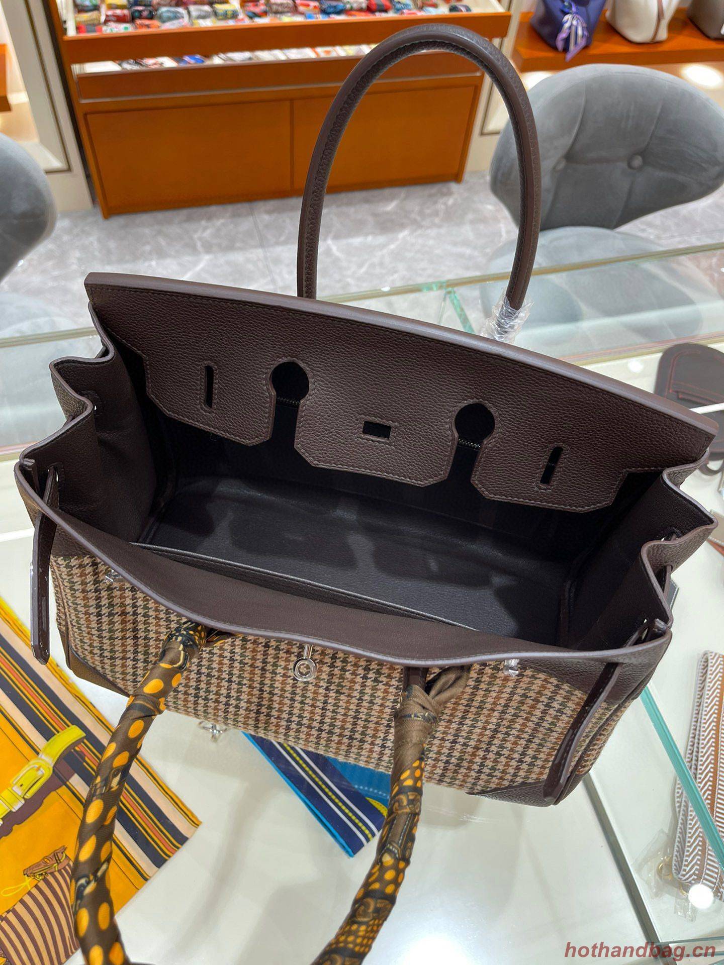 Hermes Birkin Bag Original Leather 30CM OR 35CM 17888 Houndstooth Dark Brown Hermes Birkin Bag Original Leather 30CM OR 35CM 17888 Houndstooth Dark Brown