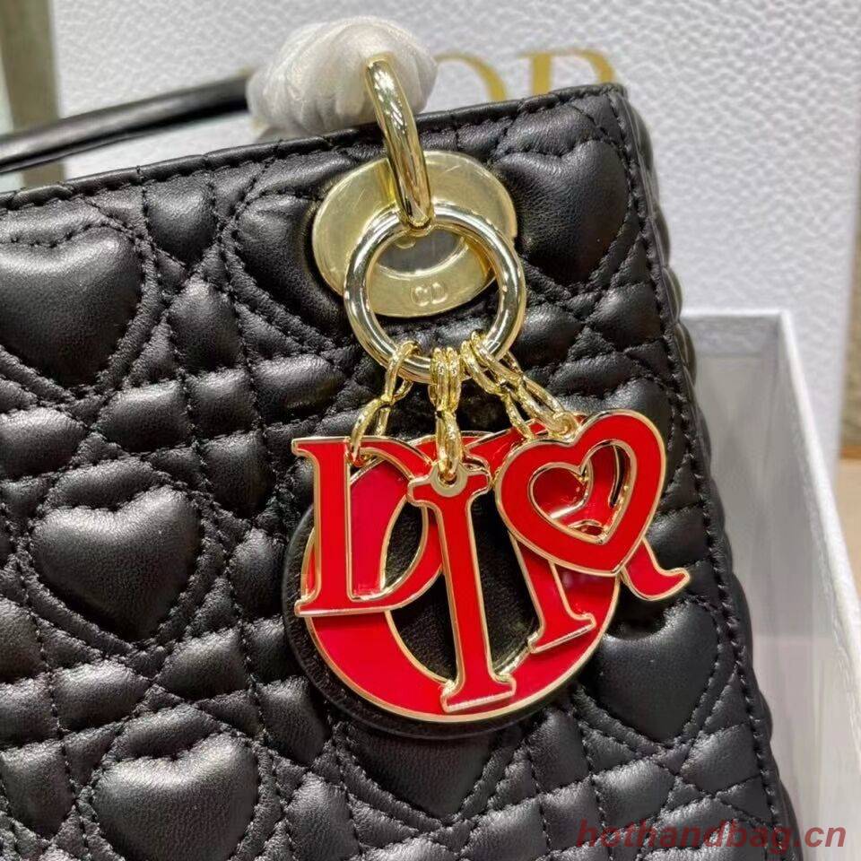 LADY DIOR MY ABCDIOR BAG Cannage Heart Original Lambskin Bag M0539O Black LADY DIOR MY ABCDIOR BAG Cannage Heart Original Lambskin Bag M0539O Black