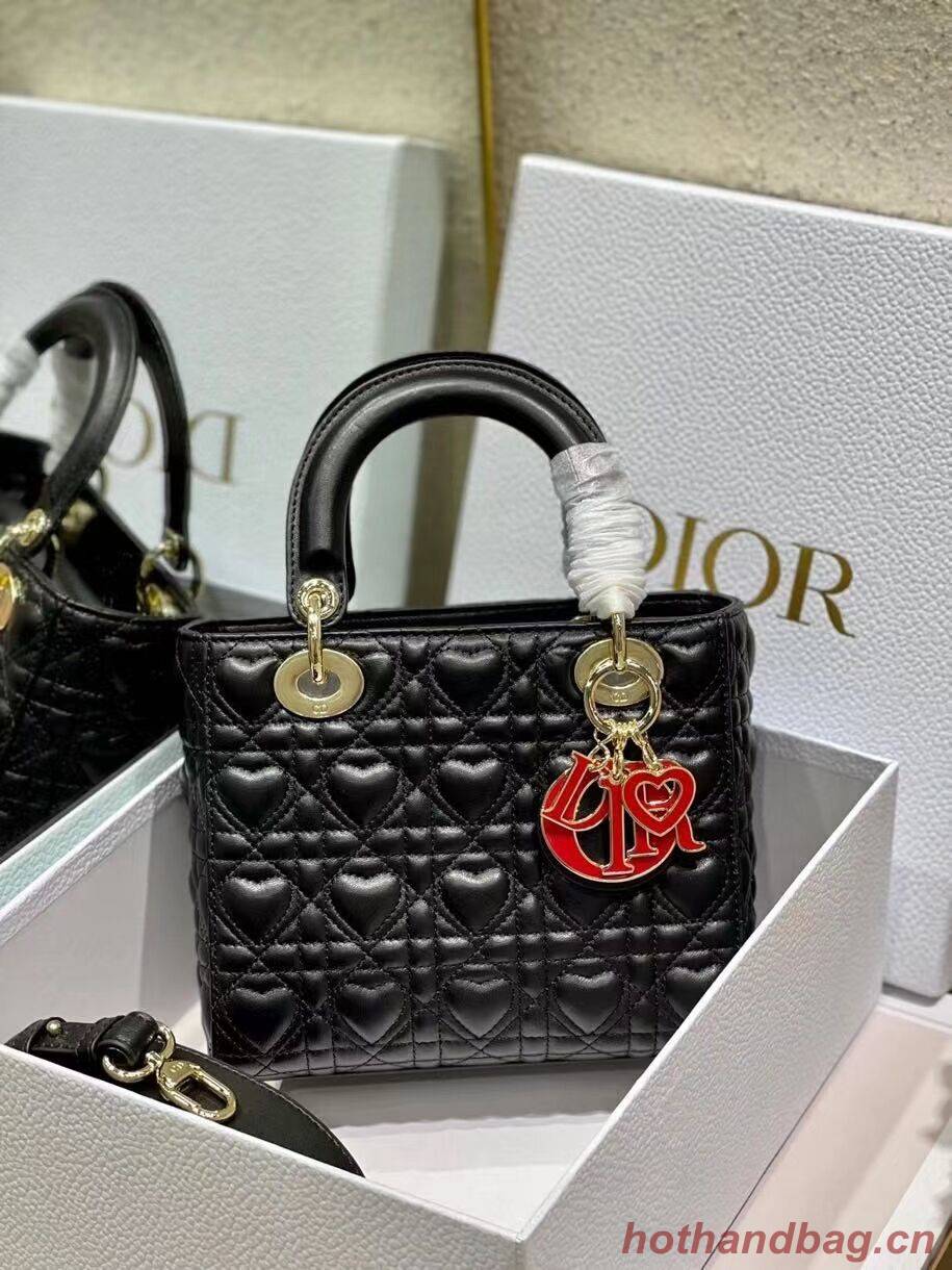 LADY DIOR MY ABCDIOR BAG Cannage Heart Original Lambskin Bag M0539O Black LADY DIOR MY ABCDIOR BAG Cannage Heart Original Lambskin Bag M0539O Black