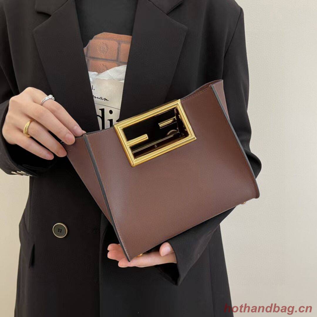 FENDI WAY small leather bag 5FB6846 Dark brown FENDI WAY small leather bag 5FB6846 Dark brown