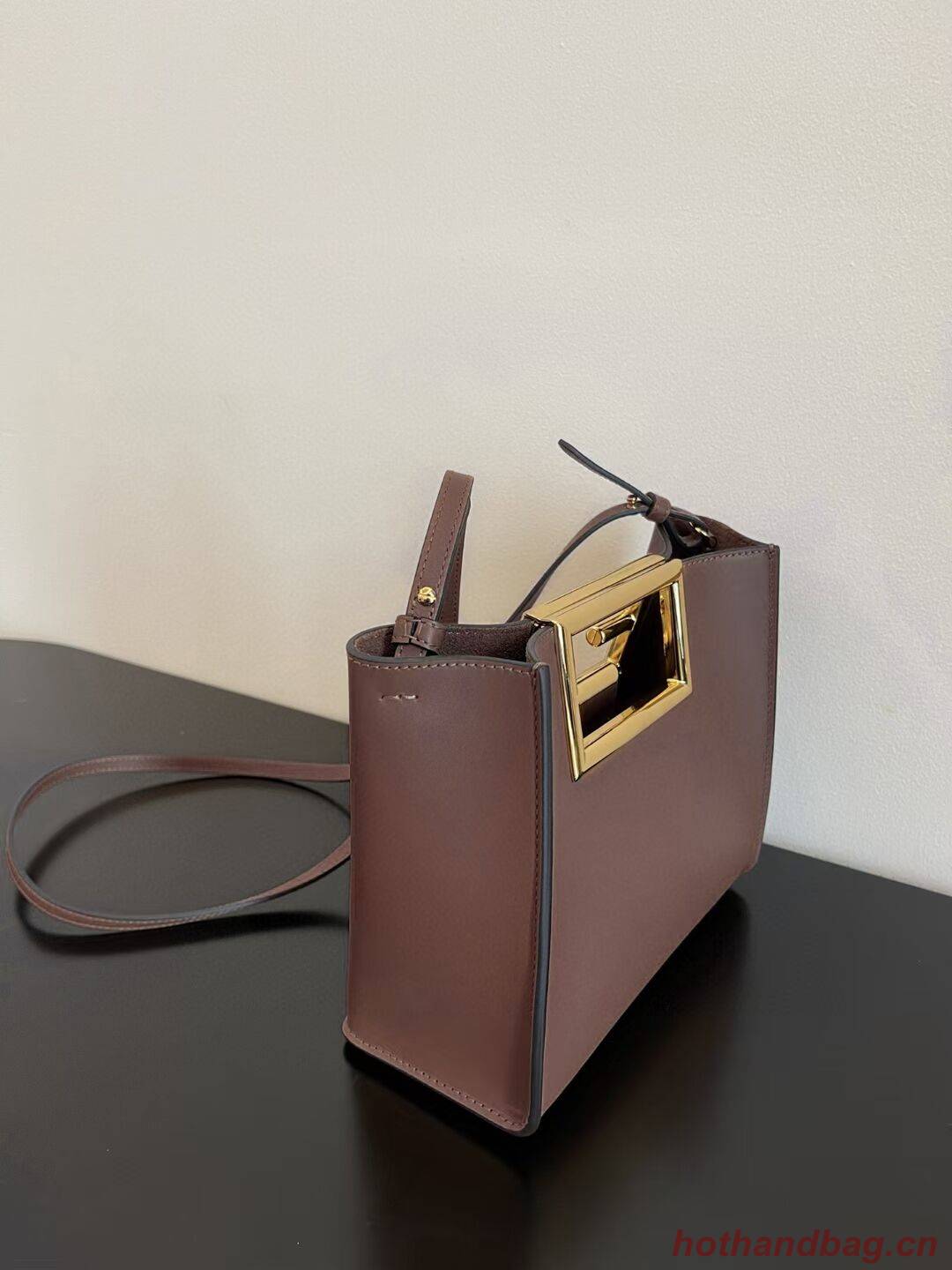FENDI WAY small leather bag 5FB6846 Dark brown FENDI WAY small leather bag 5FB6846 Dark brown