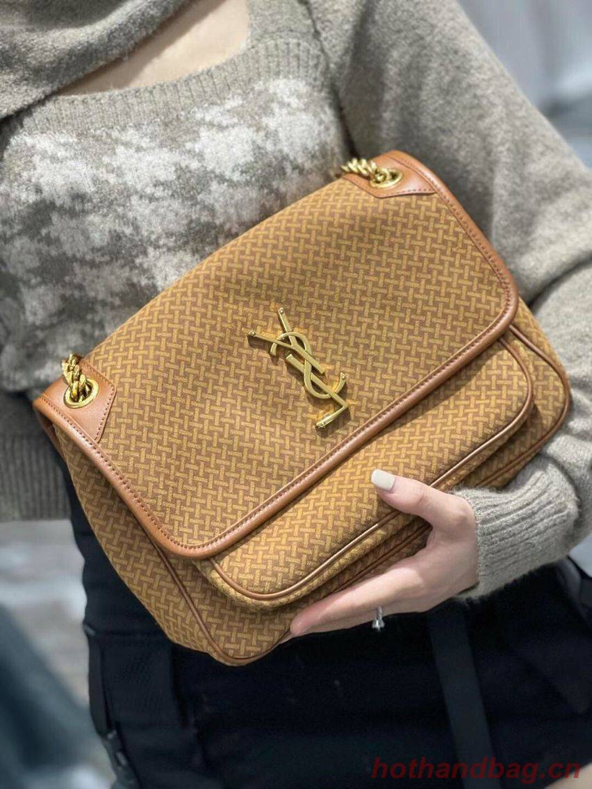 Yves Saint Laurent NIKI MEDIUM IN CRINKLED VINTAGE SUEDE 2782 BROWN Yves Saint Laurent NIKI MEDIUM IN CRINKLED VINTAGE SUEDE 2782 BROWN