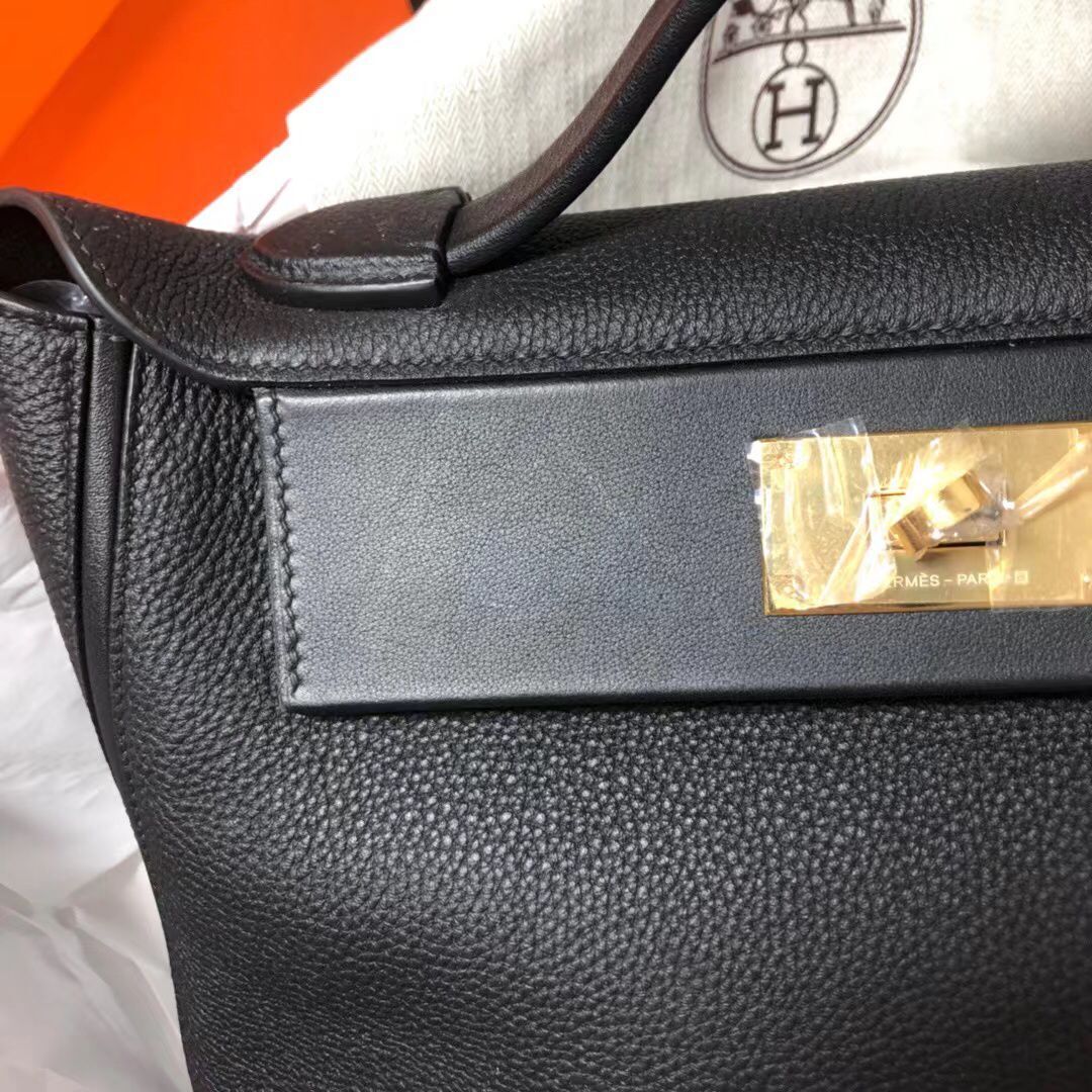 Hermes Kelly Original togo Leather Tote Bag H2424 Black Hermes Kelly Original togo Leather Tote Bag H2424 Black