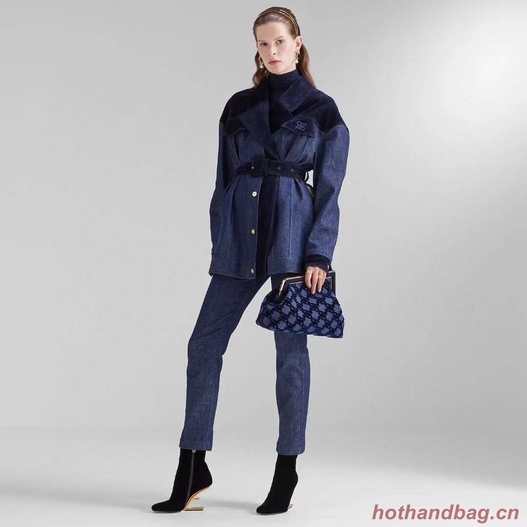 FENDI FIRST MEDIUM suede bag 8BP127A dark blue FENDI FIRST MEDIUM suede bag 8BP127A dark blue