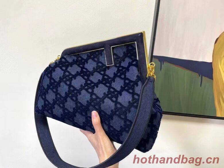 FENDI FIRST MEDIUM suede bag 8BP127A dark blue FENDI FIRST MEDIUM suede bag 8BP127A dark blue