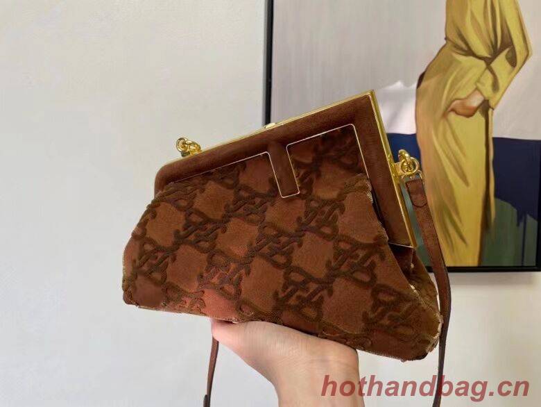 FENDI FIRST small suede bag 8BP129A brown FENDI FIRST small suede bag 8BP129A brown