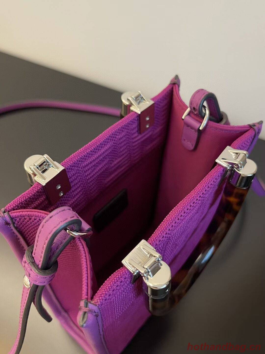 FENDI MINI SUNSHINE SHOPPER FF fabric mini-bag 8BS051AG Purple FENDI MINI SUNSHINE SHOPPER FF fabric mini-bag 8BS051AG Purple