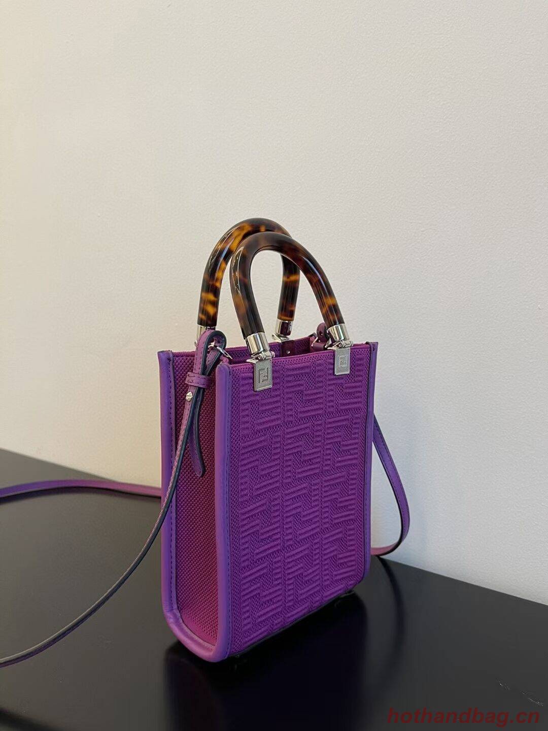 FENDI MINI SUNSHINE SHOPPER FF fabric mini-bag 8BS051AG Purple FENDI MINI SUNSHINE SHOPPER FF fabric mini-bag 8BS051AG Purple