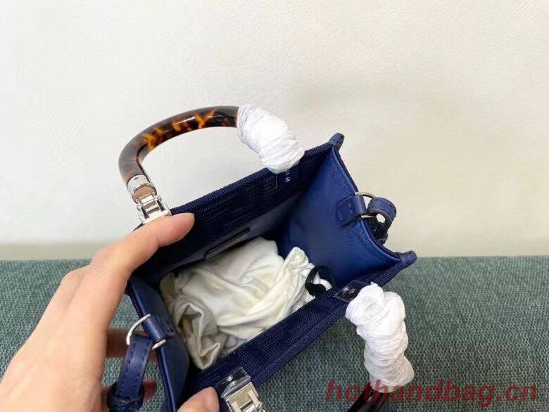 FENDI MINI SUNSHINE SHOPPER FF fabric mini-bag 8BS051AG dark blue FENDI MINI SUNSHINE SHOPPER FF fabric mini-bag 8BS051AG dark blue