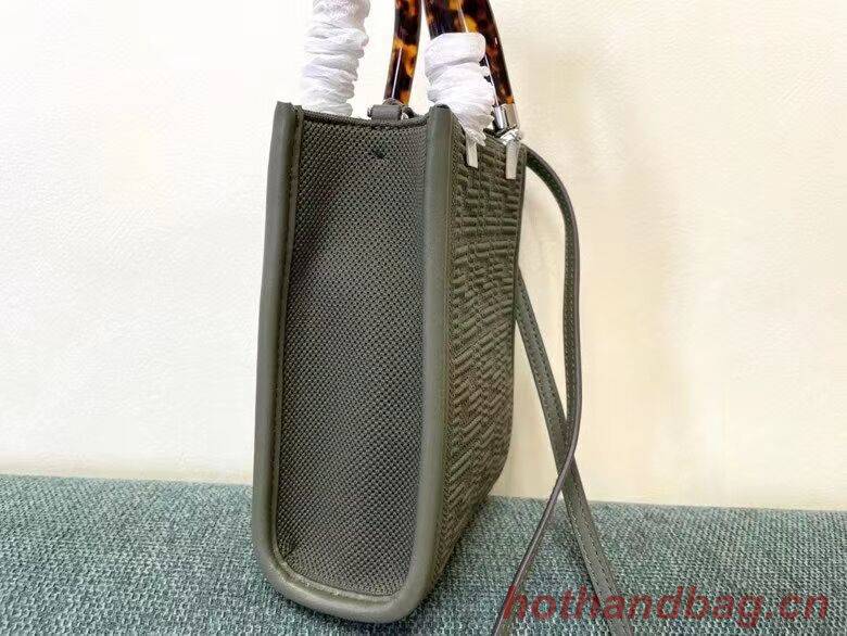 FENDI MINI SUNSHINE SHOPPER FF fabric mini-bag 8BS051AG green FENDI MINI SUNSHINE SHOPPER FF fabric mini-bag 8BS051AG green