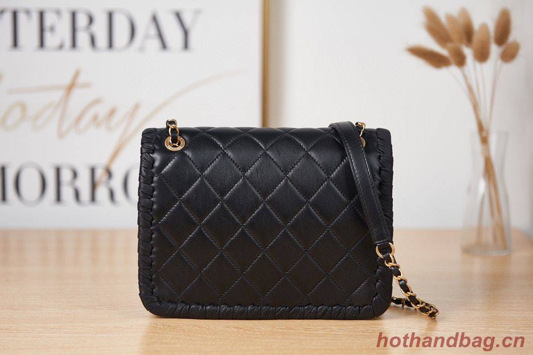 Chanel 22C New Woven Piping Square Original Leather Bag AS2496 Black Chanel 22C New Woven Piping Square Original Leather Bag AS2496 Black