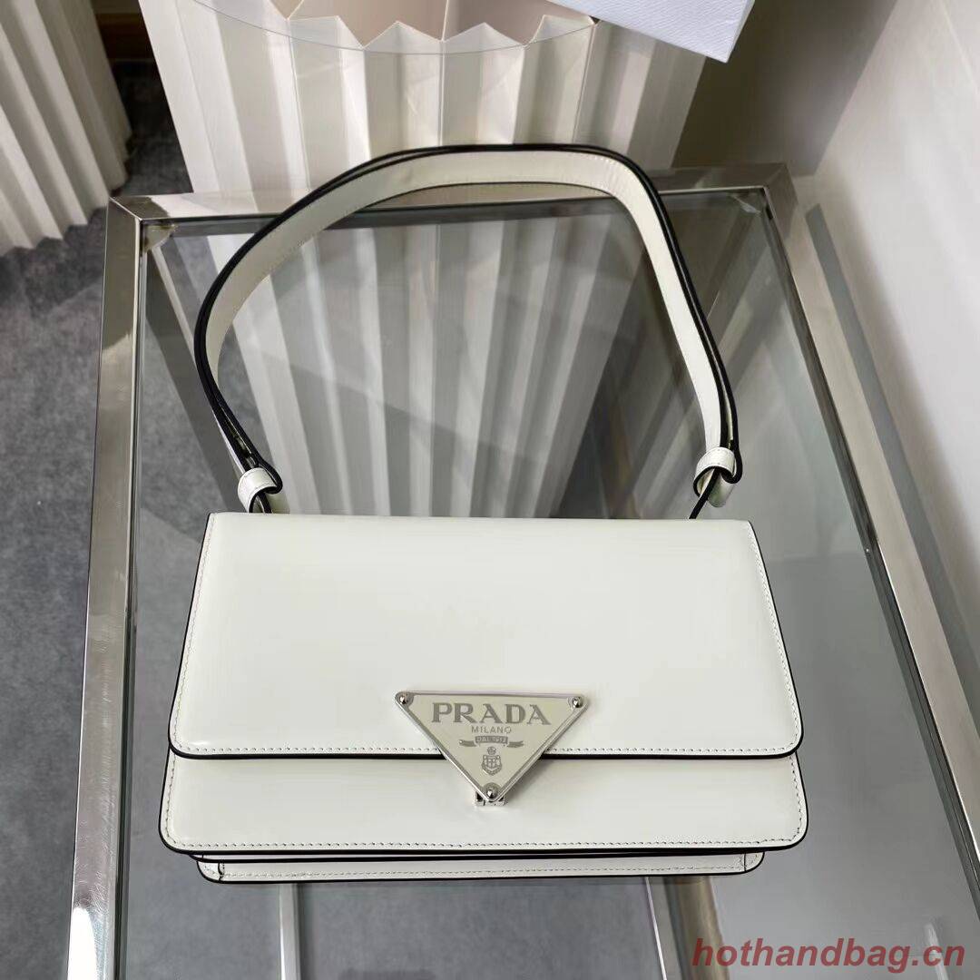 Prada Cleo brushed leather shoulder bag 1BN321 white Prada Cleo brushed leather shoulder bag 1BN321 white