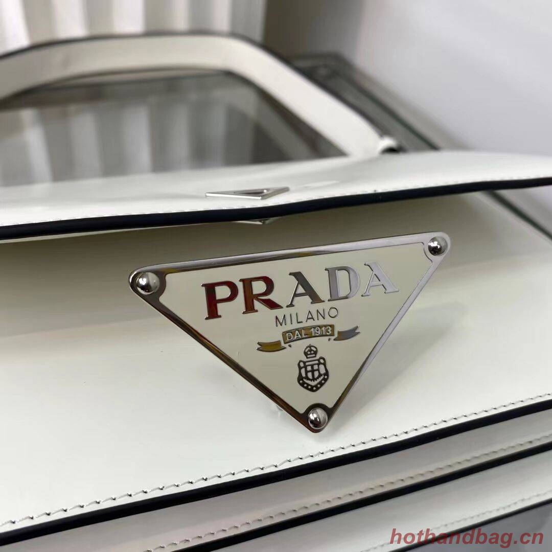 Prada Cleo brushed leather shoulder bag 1BN321 white Prada Cleo brushed leather shoulder bag 1BN321 white