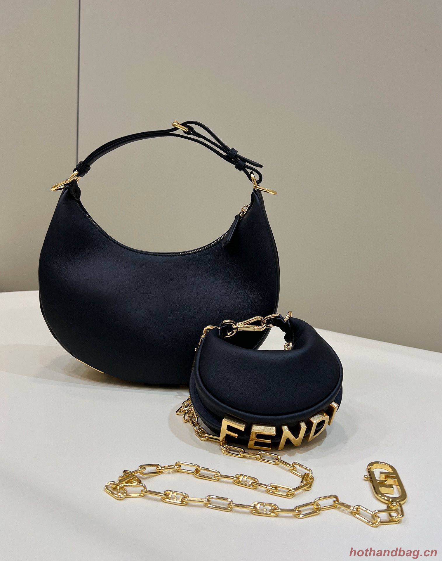 Fendi Praphy Original Leather Big FENDI Logo Mini Bag 80056S Black Fendi Praphy Original Leather Big FENDI Logo Mini Bag 80056S Black