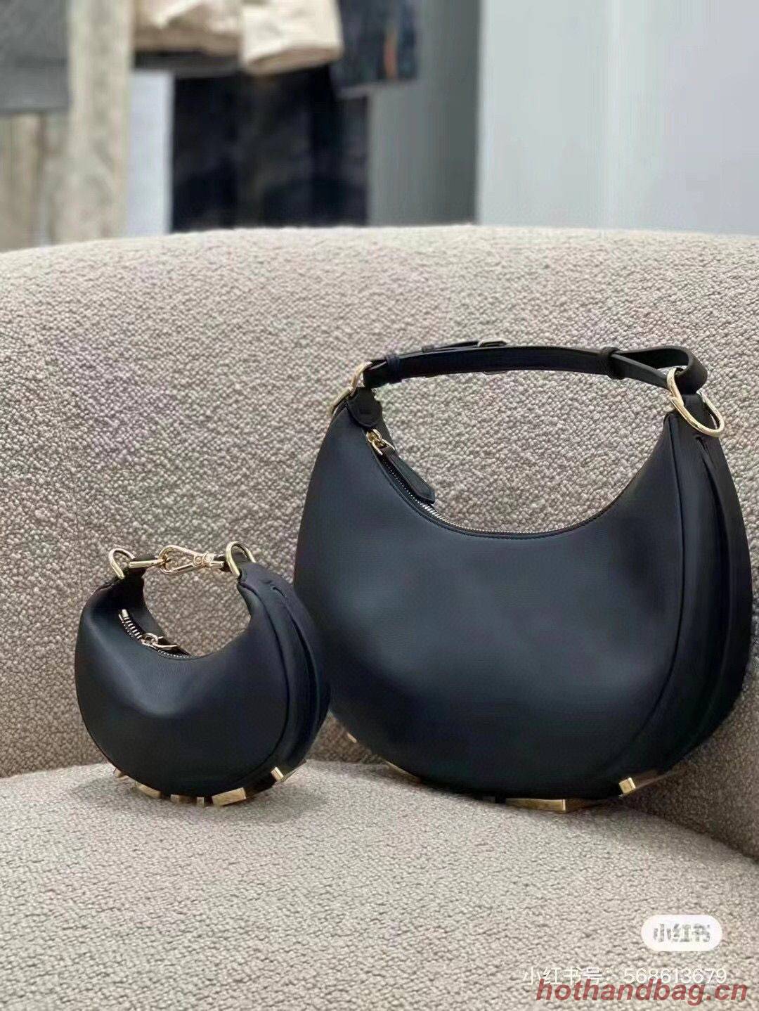 Fendi Praphy Original Leather Big FENDI Logo Mini Bag 80056S Black Fendi Praphy Original Leather Big FENDI Logo Mini Bag 80056S Black