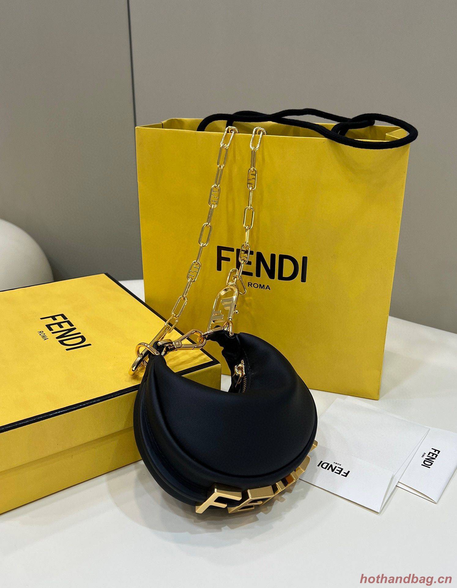 Fendi Praphy Original Leather Big FENDI Logo Mini Bag 80056S Black Fendi Praphy Original Leather Big FENDI Logo Mini Bag 80056S Black