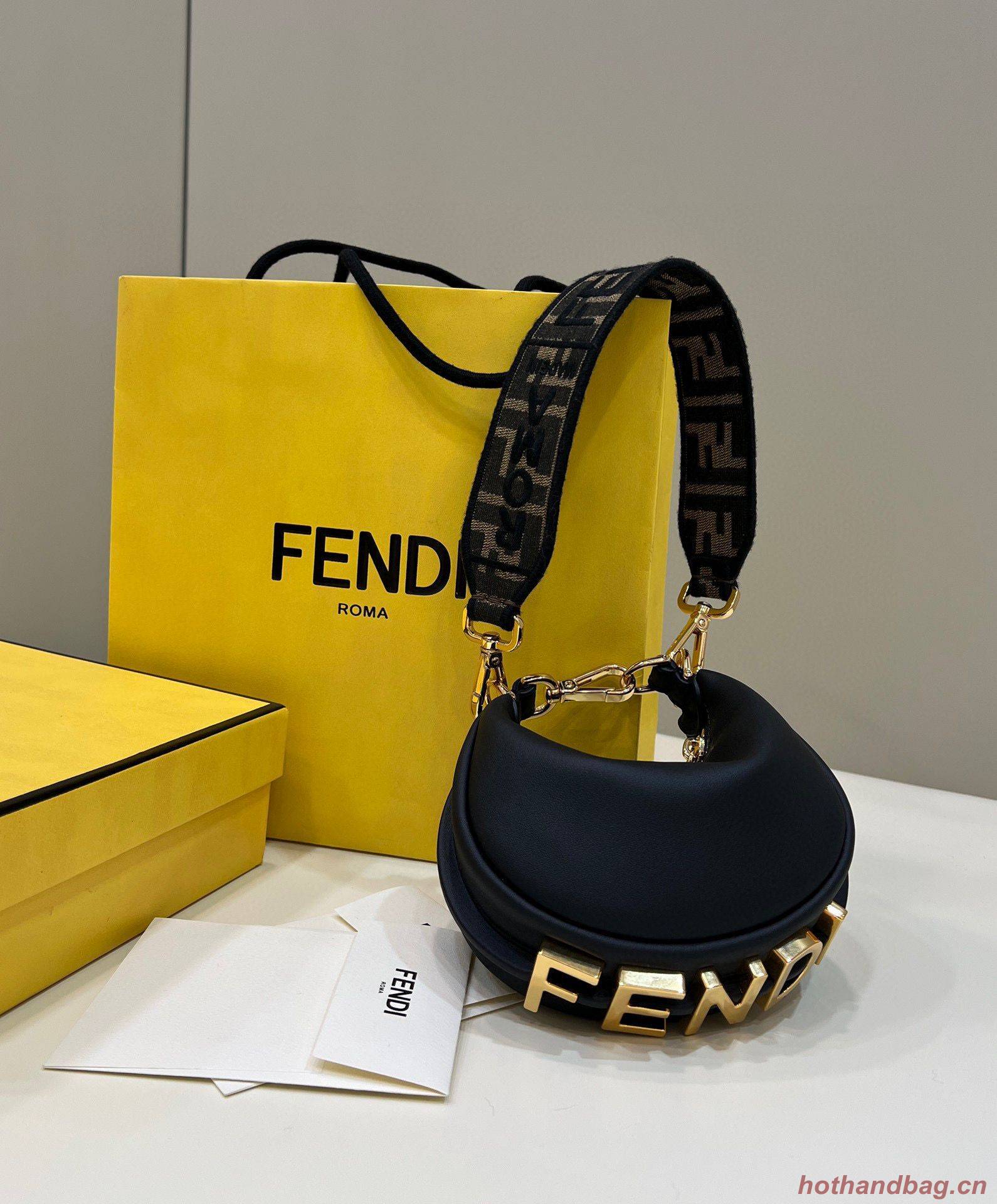 Fendi Praphy Original Leather Big FENDI Logo Mini Bag 80056S Black Fendi Praphy Original Leather Big FENDI Logo Mini Bag 80056S Black
