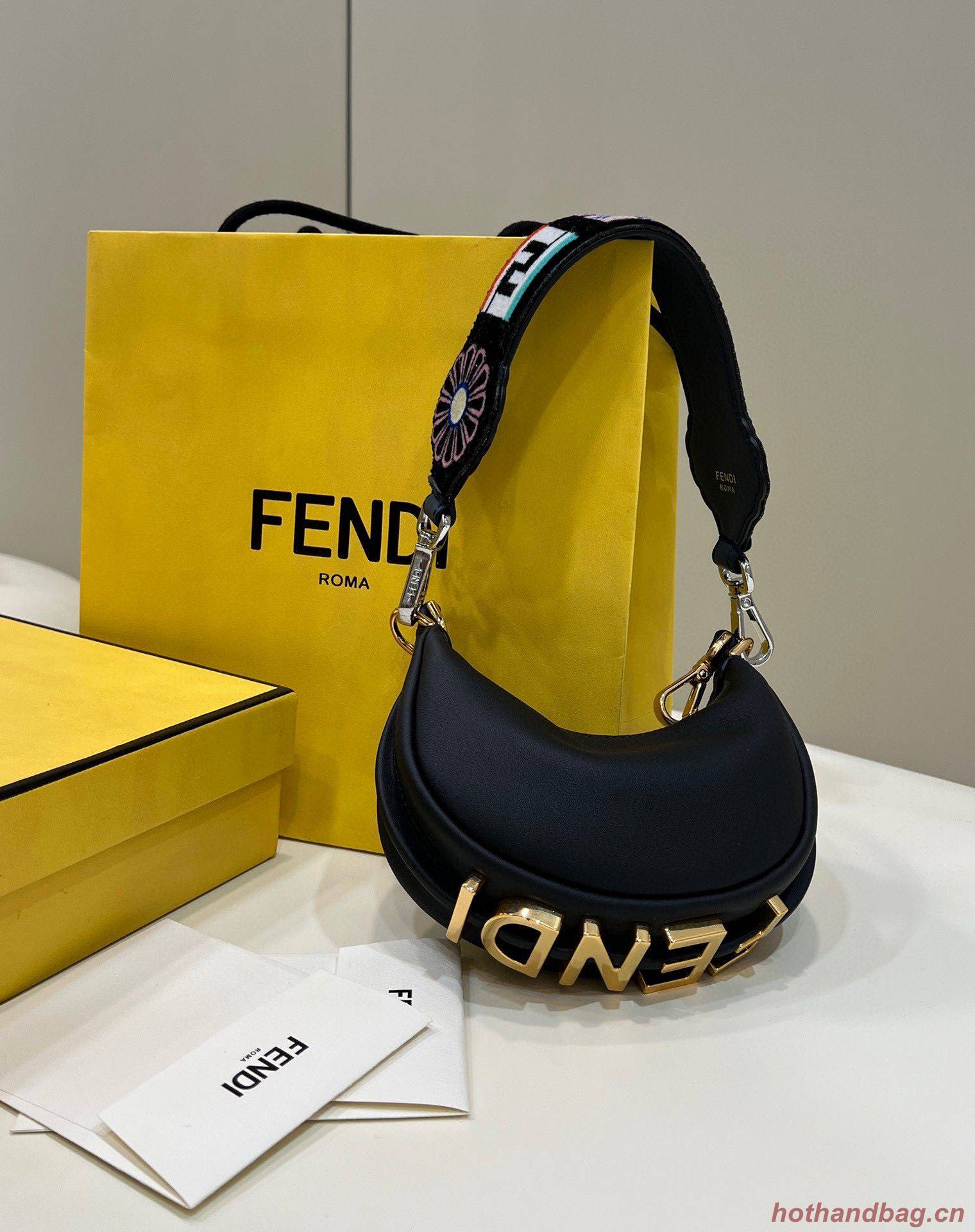Fendi Praphy Original Leather Big FENDI Logo Mini Bag 80056S Black Fendi Praphy Original Leather Big FENDI Logo Mini Bag 80056S Black