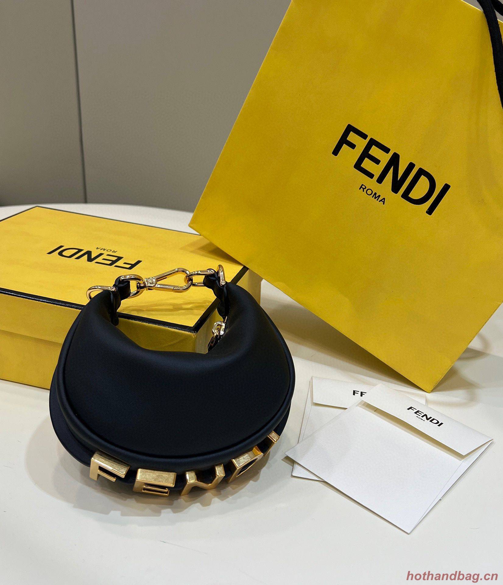 Fendi Praphy Original Leather Big FENDI Logo Mini Bag 80056S Black Fendi Praphy Original Leather Big FENDI Logo Mini Bag 80056S Black