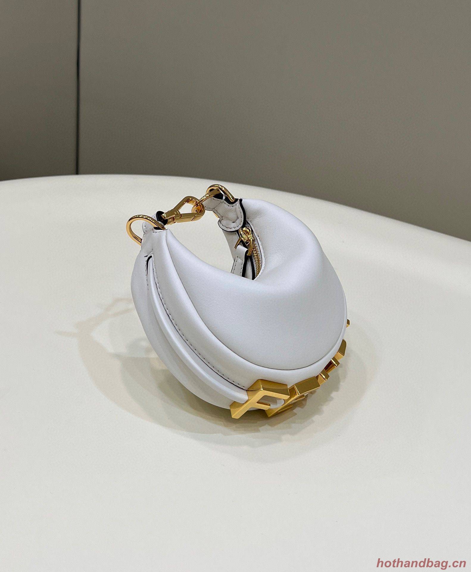 Fendi Praphy Original Leather Big FENDI Logo Mini Bag 80056S White Fendi Praphy Original Leather Big FENDI Logo Mini Bag 80056S White