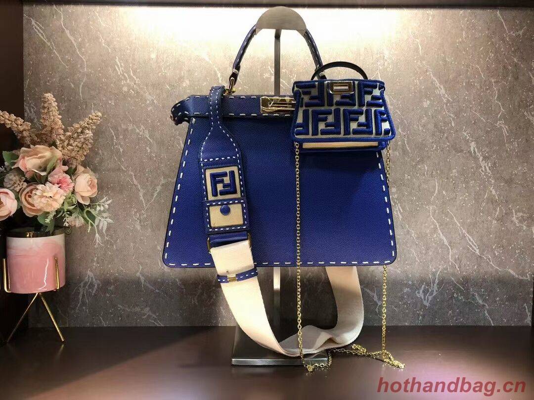 Fendi Peekaboo ISeeU MEDIUM leather bag F8637 blue Fendi Peekaboo ISeeU MEDIUM leather bag F8637 blue