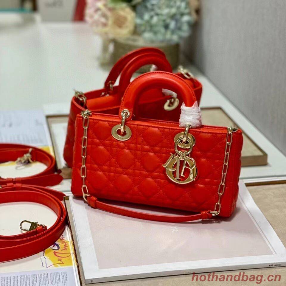 MEDIUM LADY DIOR BAG Cannage Lambskin C2820 red orange MEDIUM LADY DIOR BAG Cannage Lambskin C2820 red orange