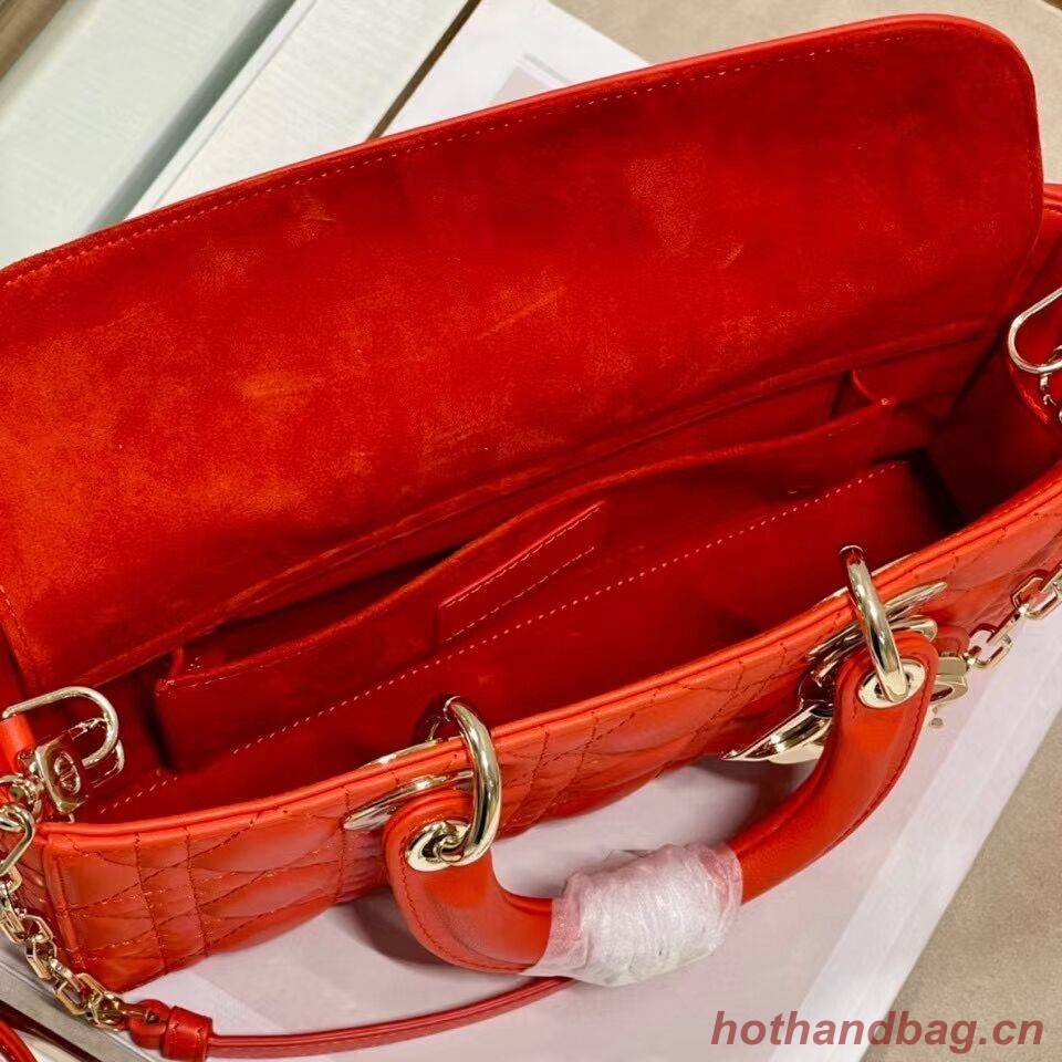 MEDIUM LADY DIOR BAG Cannage Lambskin C2820 red orange MEDIUM LADY DIOR BAG Cannage Lambskin C2820 red orange