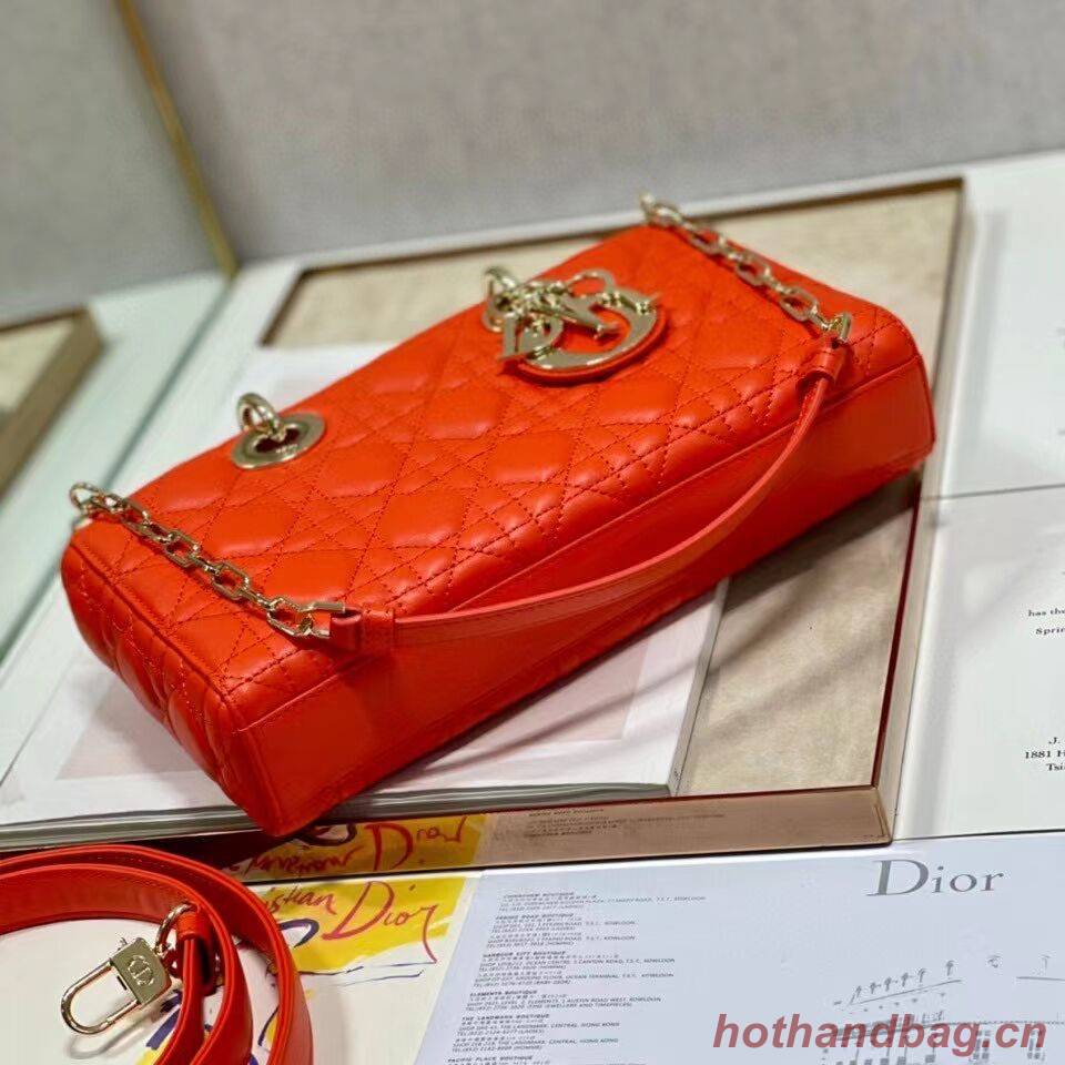 MEDIUM LADY DIOR BAG Cannage Lambskin C2820 red orange MEDIUM LADY DIOR BAG Cannage Lambskin C2820 red orange