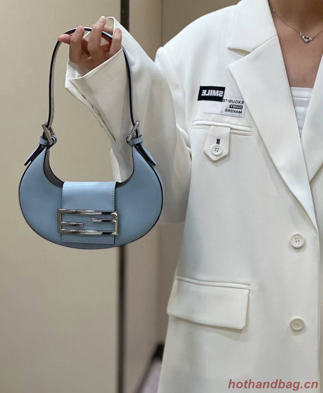Fendi Cookie Light blue leather mini bag 8BS065A Fendi Cookie Light blue leather mini bag 8BS065A