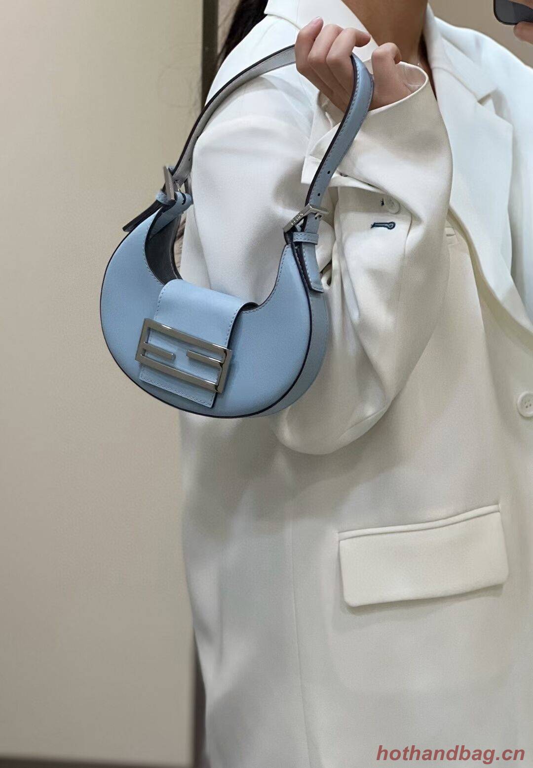 Fendi Cookie Light blue leather mini bag 8BS065A Fendi Cookie Light blue leather mini bag 8BS065A