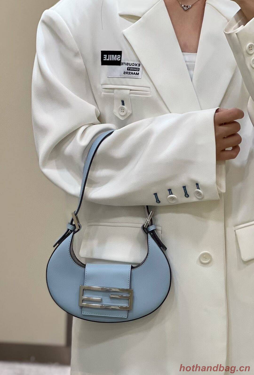 Fendi Cookie Light blue leather mini bag 8BS065A Fendi Cookie Light blue leather mini bag 8BS065A