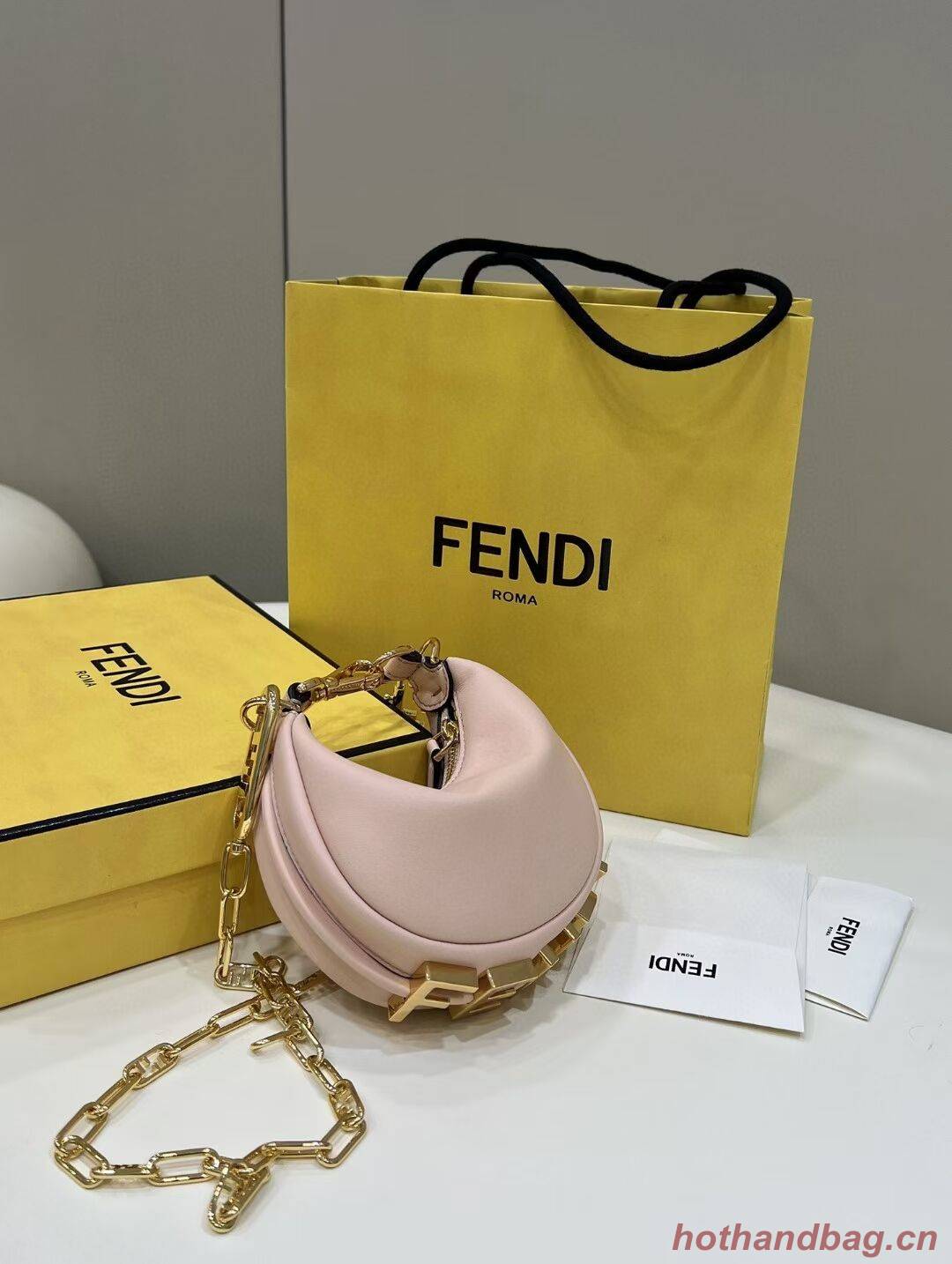 Fendi Nano Fendigraphy Pink leather charm 7AS089A Fendi Nano Fendigraphy Pink leather charm 7AS089A