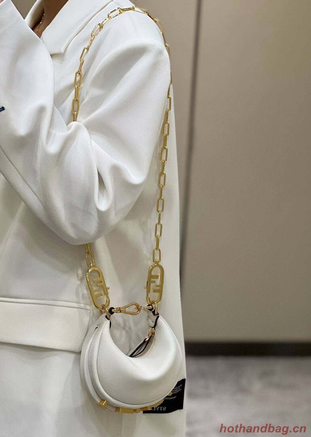 Fendi Nano Fendigraphy White leather charm 7AS089A Fendi Nano Fendigraphy White leather charm 7AS089A