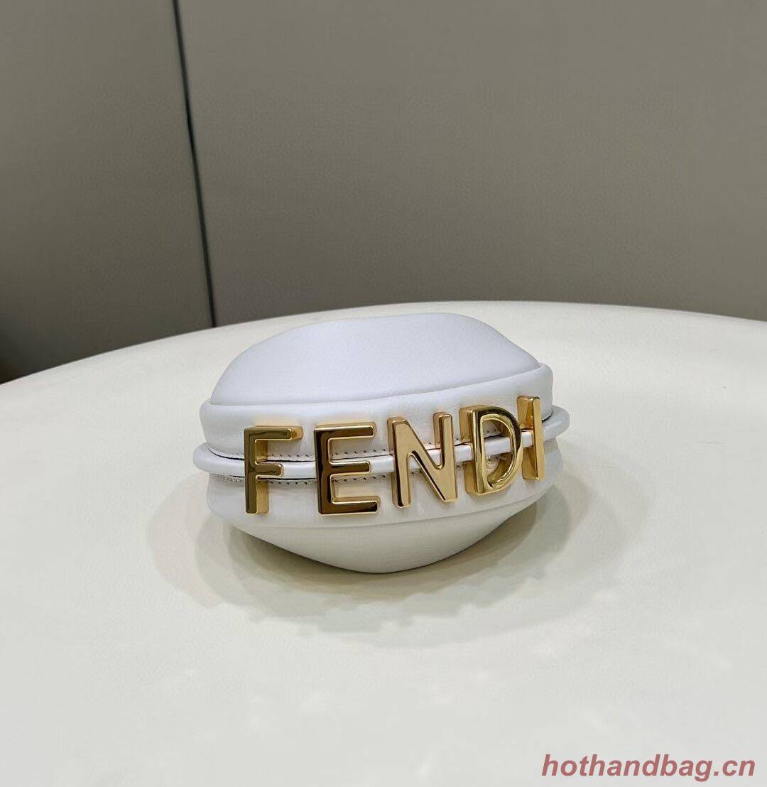Fendi Nano Fendigraphy White leather charm 7AS089A Fendi Nano Fendigraphy White leather charm 7AS089A