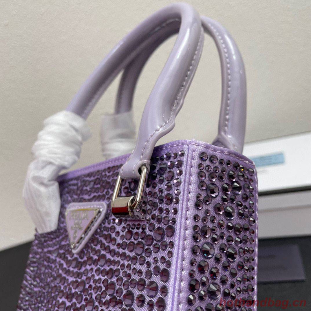 Prada leather small-bag with artificial crystals tote 1BC331 Purple Prada leather small-bag with artificial crystals tote 1BC331 Purple