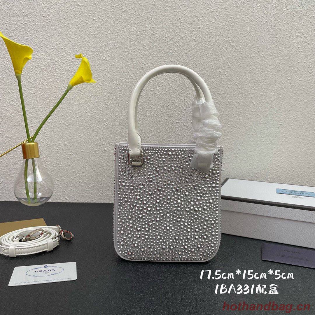 Prada leather small-bag with artificial crystals tote 1BC331 White Prada leather small-bag with artificial crystals tote 1BC331 White