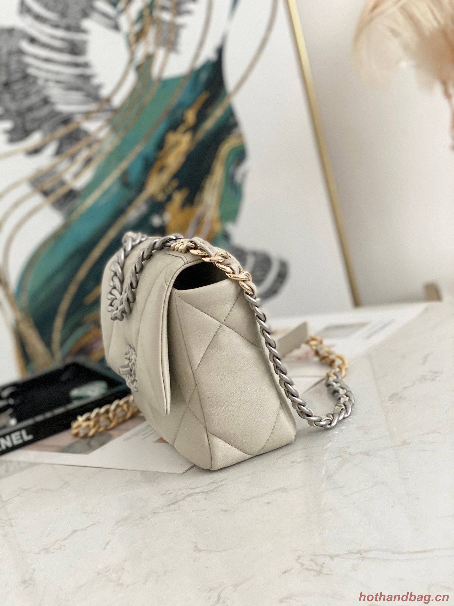 Chanel 19 flap bag AS1160 AS1161 AS1162 Off White Silver Hardware Chanel 19 flap bag AS1160 AS1161 AS1162 Off White Silver Hardware