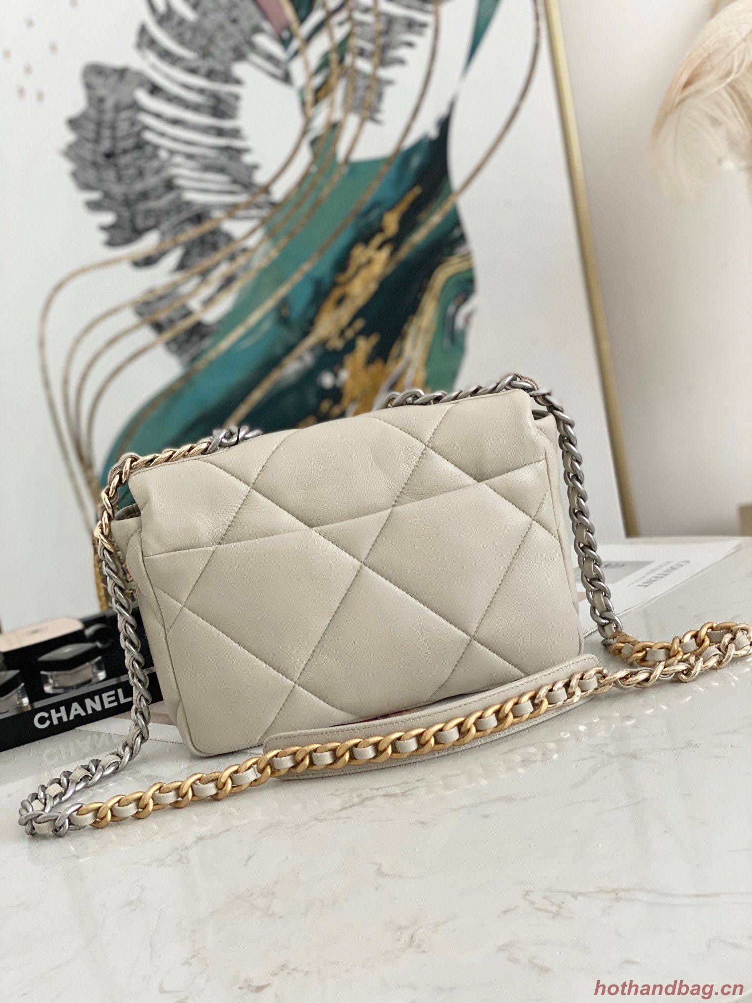 Chanel 19 flap bag AS1160 AS1161 AS1162 Off White Silver Hardware Chanel 19 flap bag AS1160 AS1161 AS1162 Off White Silver Hardware