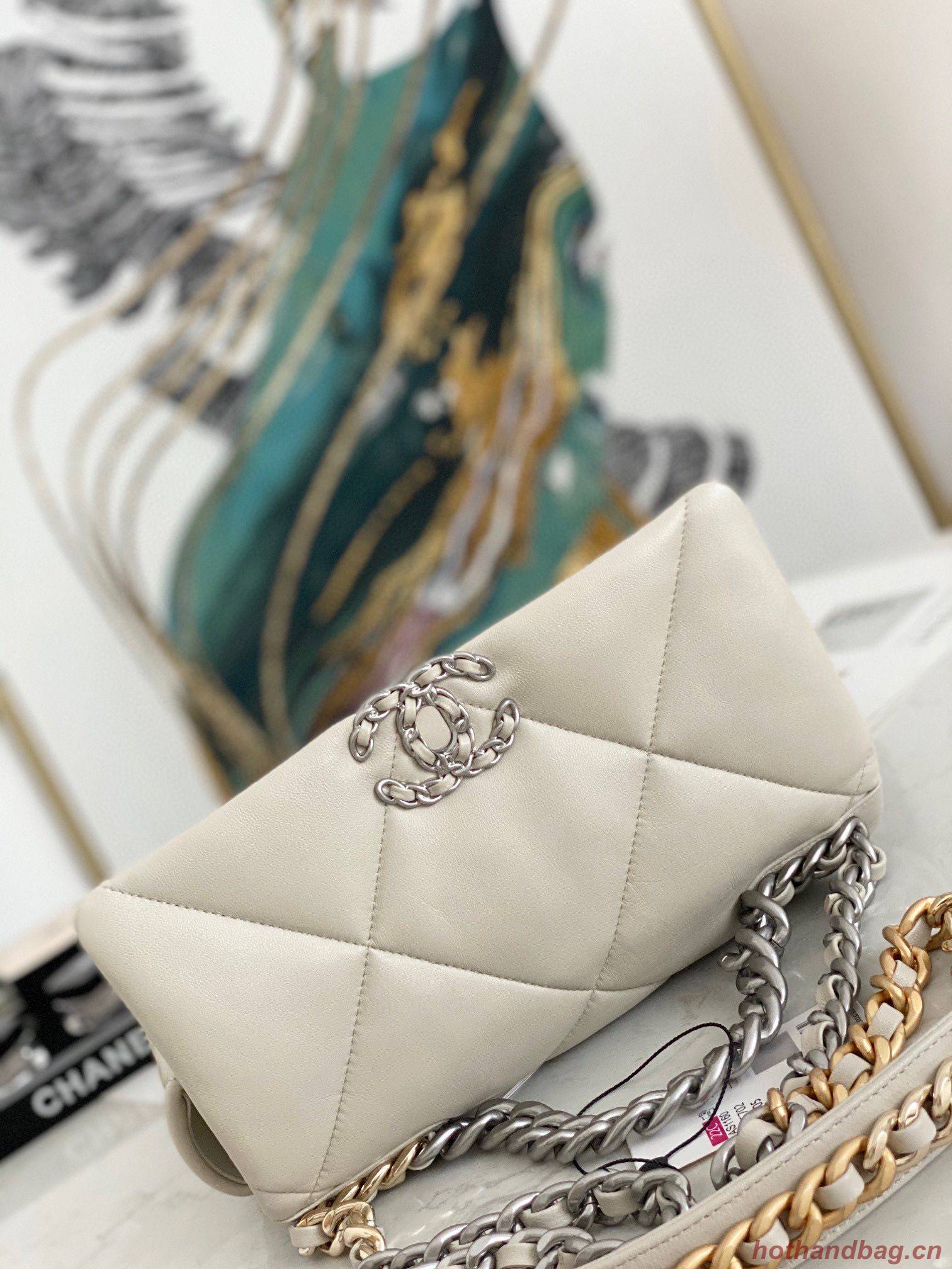 Chanel 19 flap bag AS1160 AS1161 AS1162 Off White Silver Hardware Chanel 19 flap bag AS1160 AS1161 AS1162 Off White Silver Hardware