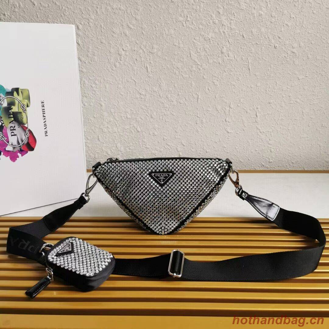 Prada with artificial crystals shoulder bag 1AH190 black Prada with artificial crystals shoulder bag 1AH190 black