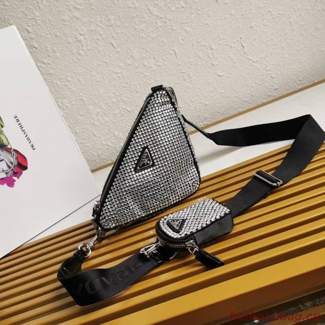 Prada with artificial crystals shoulder bag 1AH190 black Prada with artificial crystals shoulder bag 1AH190 black