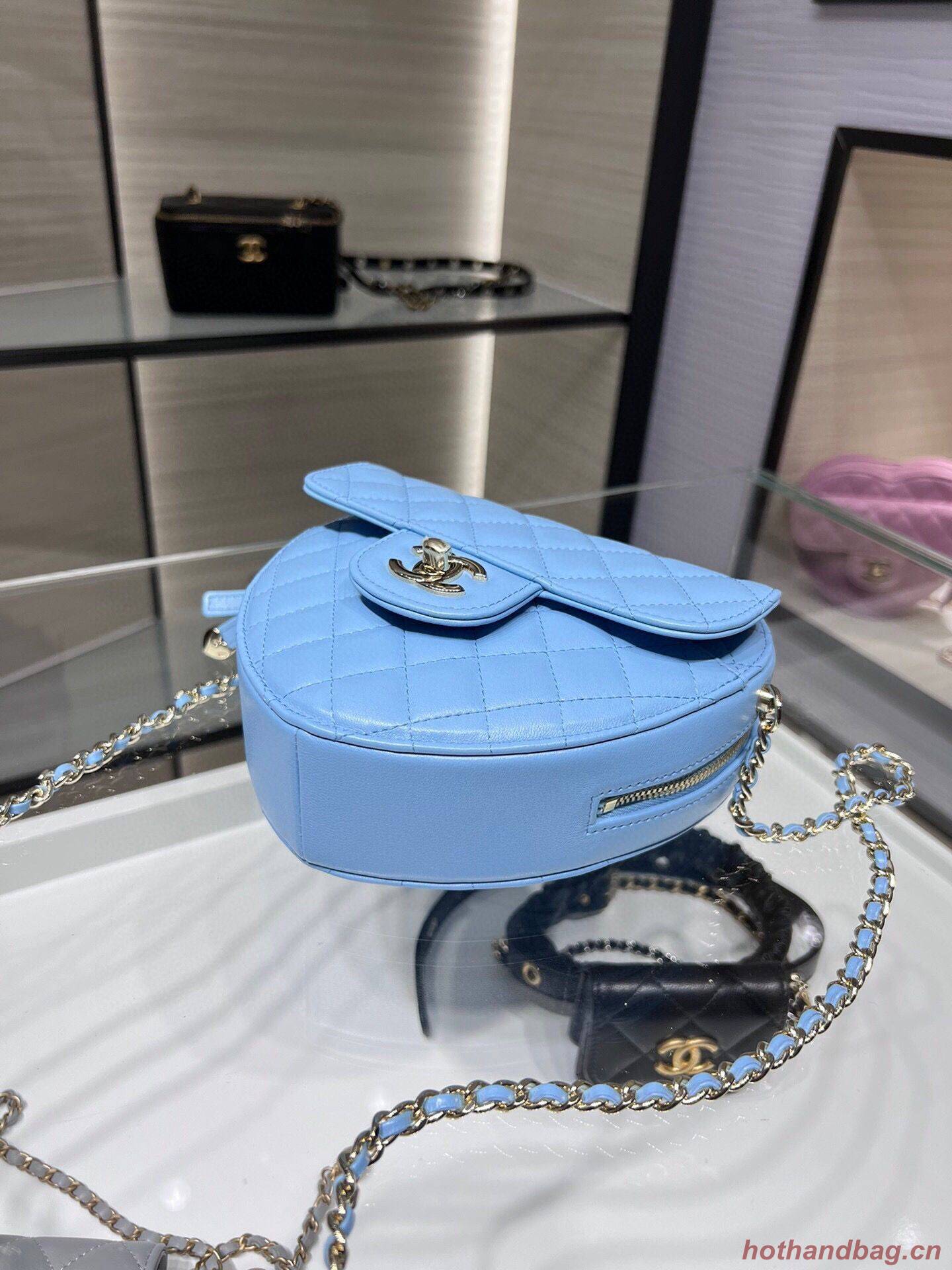 Chanel 2022S Love Heart Original Lambskin Crossbody Chain Bag AS3191Y Blue Chanel 2022S Love Heart Original Lambskin Crossbody Chain Bag AS3191Y Blue