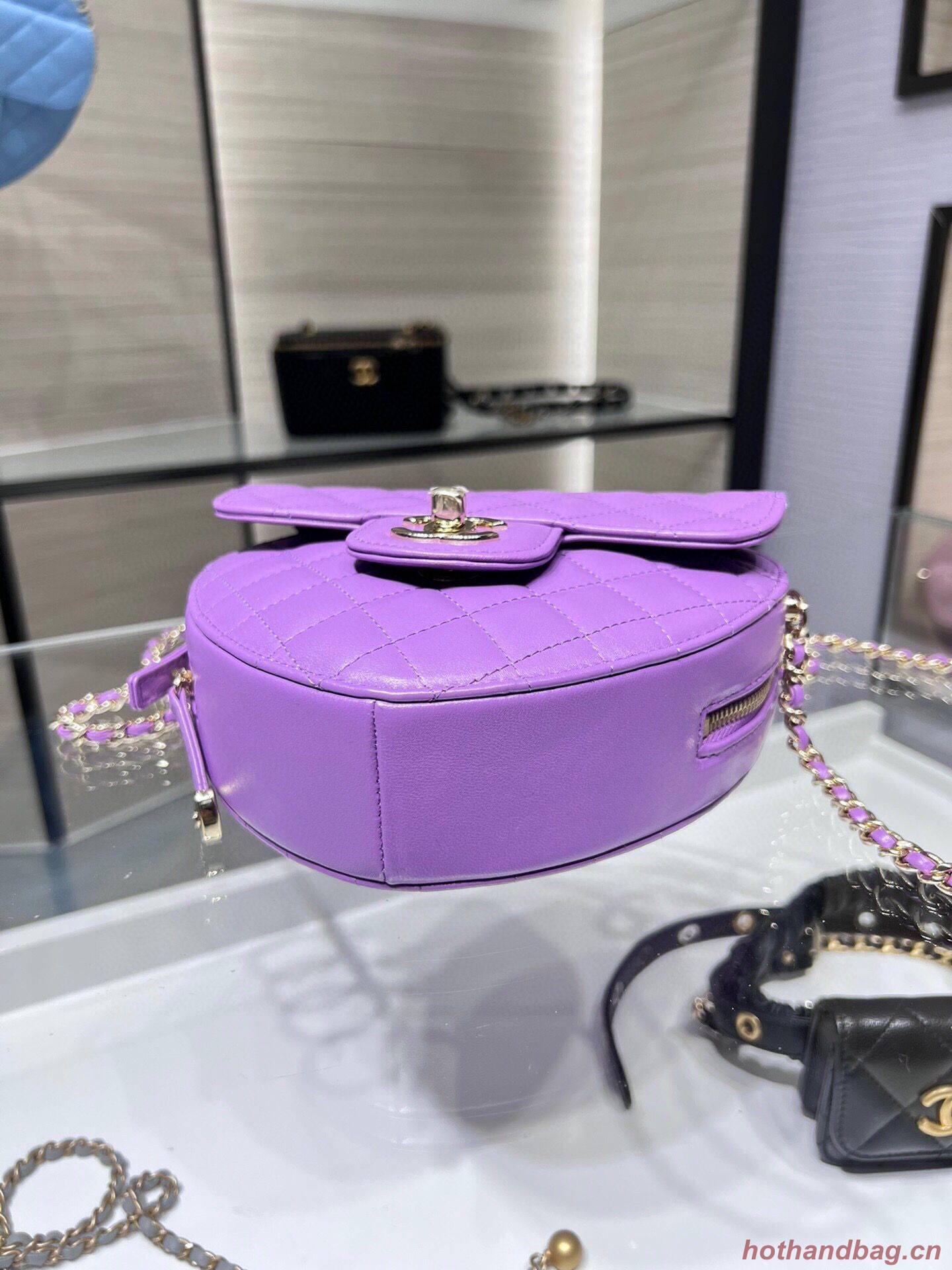 Chanel 2022S Love Heart Original Lambskin Crossbody Chain Bag AS3191Y Purple Chanel 2022S Love Heart Original Lambskin Crossbody Chain Bag AS3191Y Purple