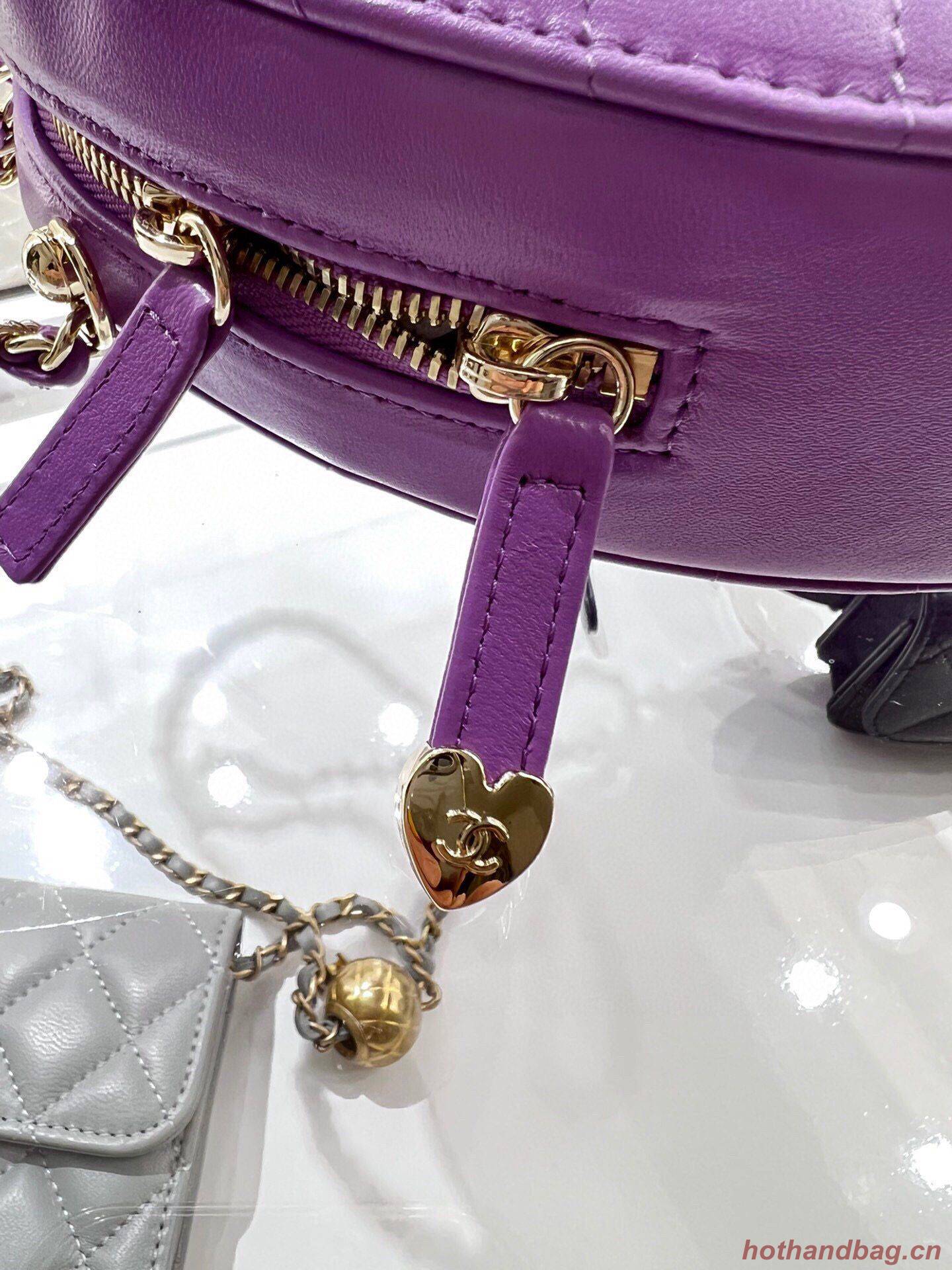 Chanel 2022S Love Heart Original Lambskin Crossbody Chain Bag AS3191Y Purple Chanel 2022S Love Heart Original Lambskin Crossbody Chain Bag AS3191Y Purple