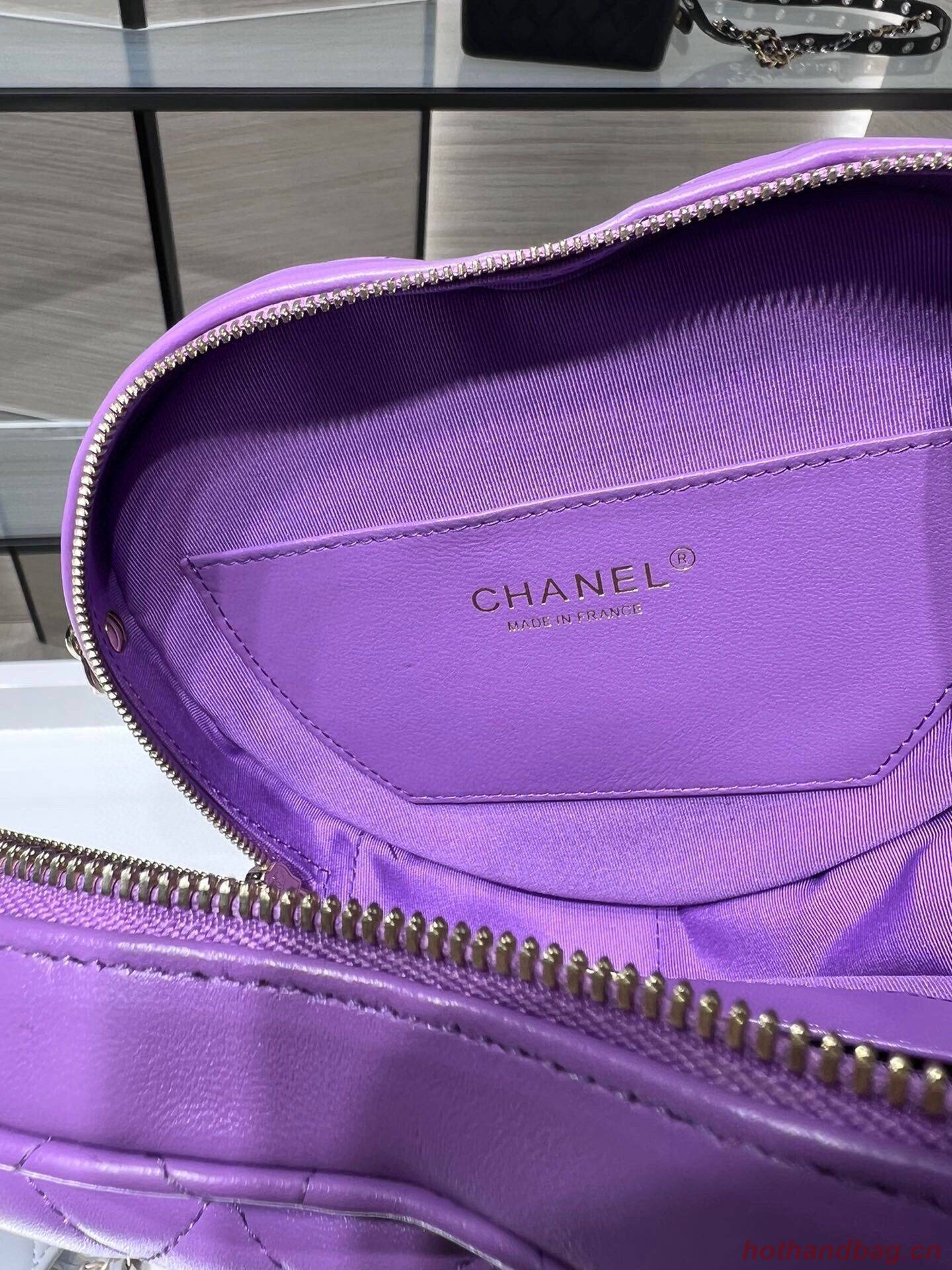 Chanel 2022S Love Heart Original Lambskin Crossbody Chain Bag AS3191Y Purple Chanel 2022S Love Heart Original Lambskin Crossbody Chain Bag AS3191Y Purple