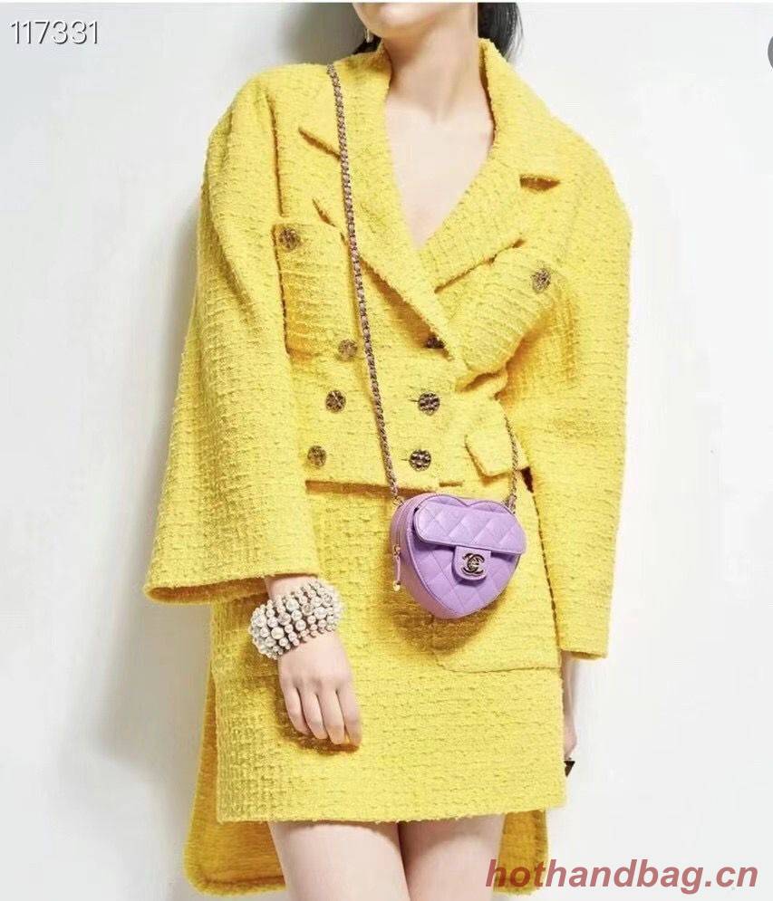 Chanel 2022S Love Heart Original Lambskin Crossbody Chain Mini Bag AS3191 Purple Chanel 2022S Love Heart Original Lambskin Crossbody Chain Mini Bag AS3191 Purple