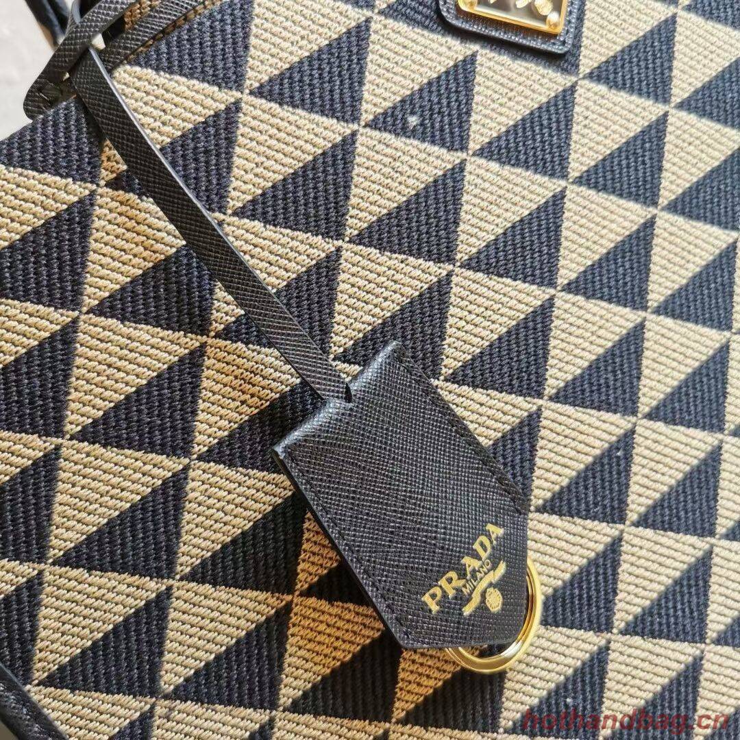Prada Large Prada Symbole jacquard fabric handbag 1BR255 Black&Beige Prada Large Prada Symbole jacquard fabric handbag 1BR255 Black&Beige
